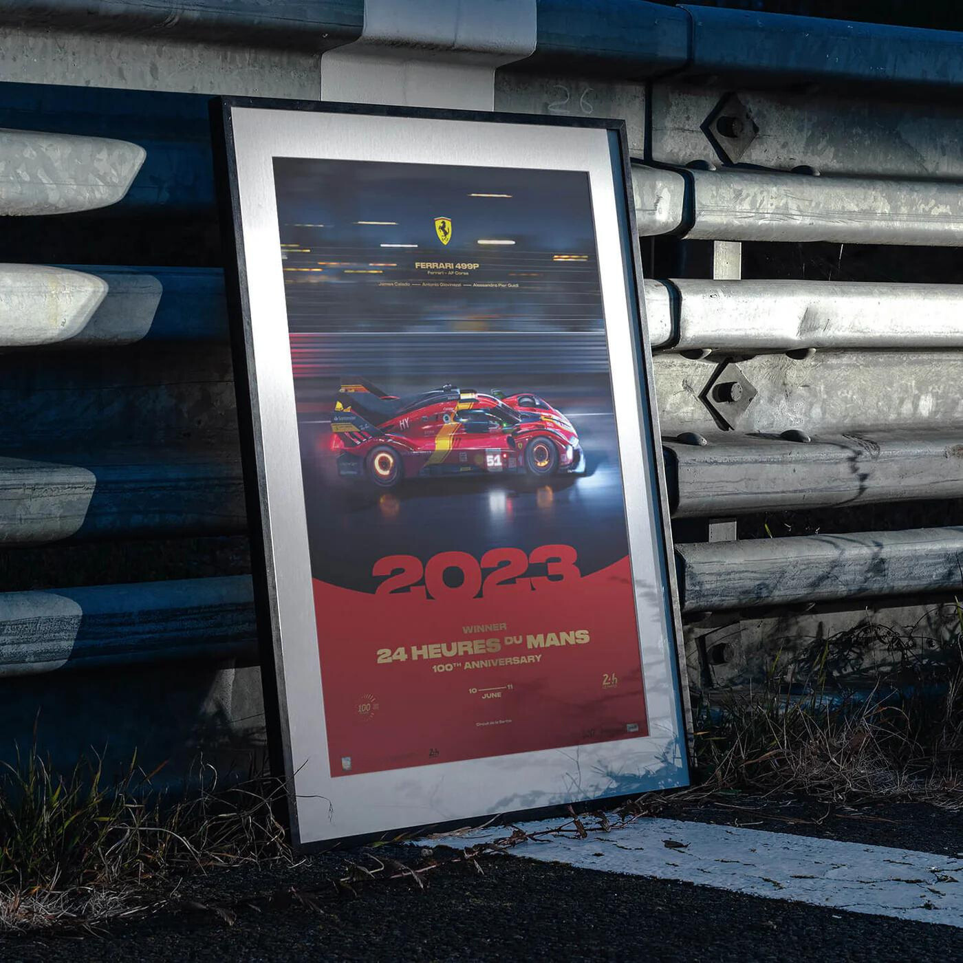 Ferrari 499P | 2023 100th Anniversary | 24h Le Mans Winners Poster | Frame Included