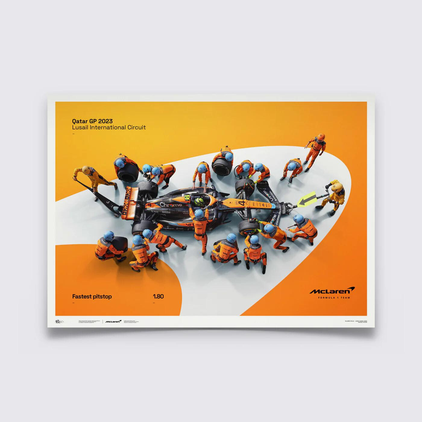 McLaren Formula 1 Team | 2023 World Record Fastest Pit Stop 1.80 | McLaren Poster | Frame Included