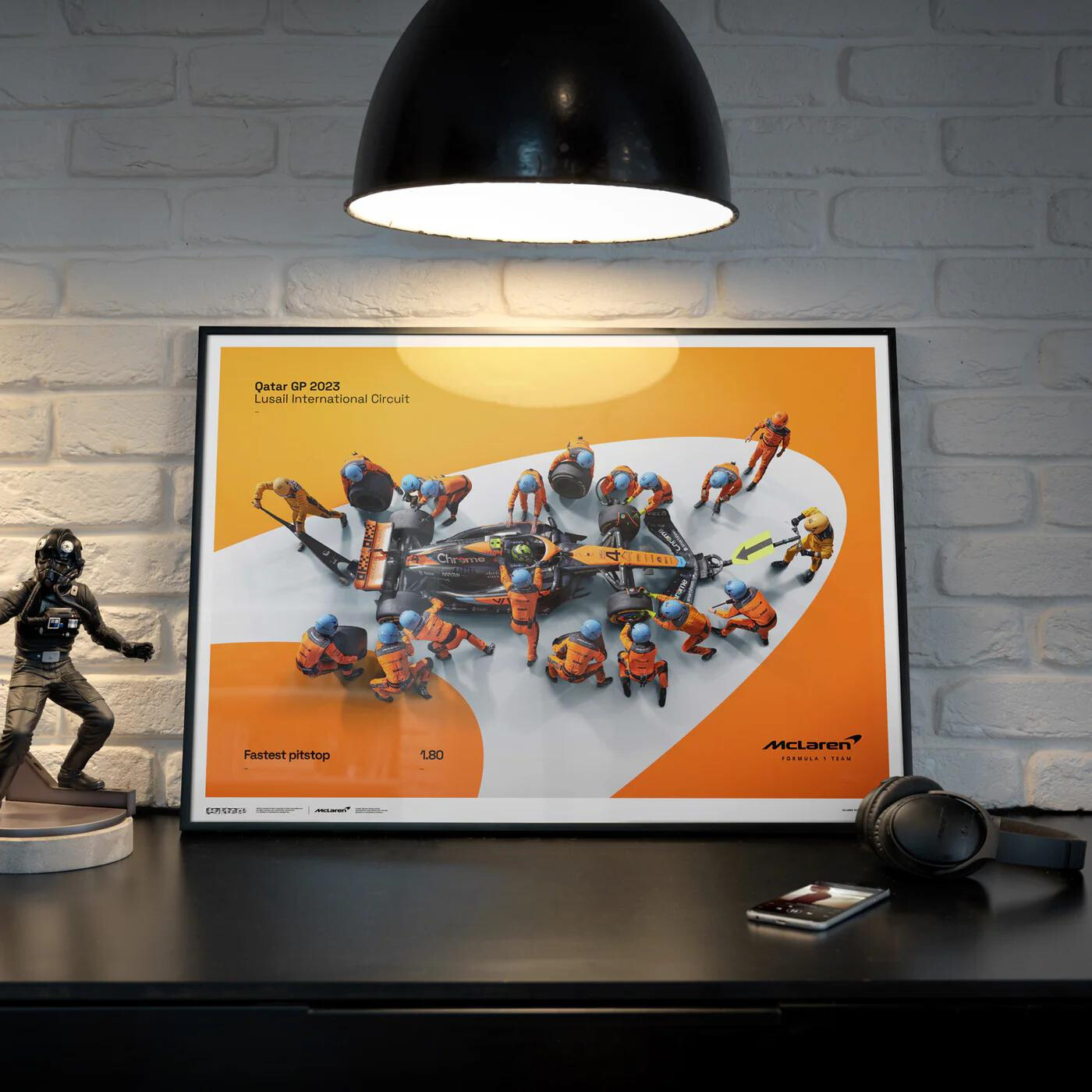 McLaren Formula 1 Team | 2023 World Record Fastest Pit Stop 1.80 | McLaren Poster | Frame Included