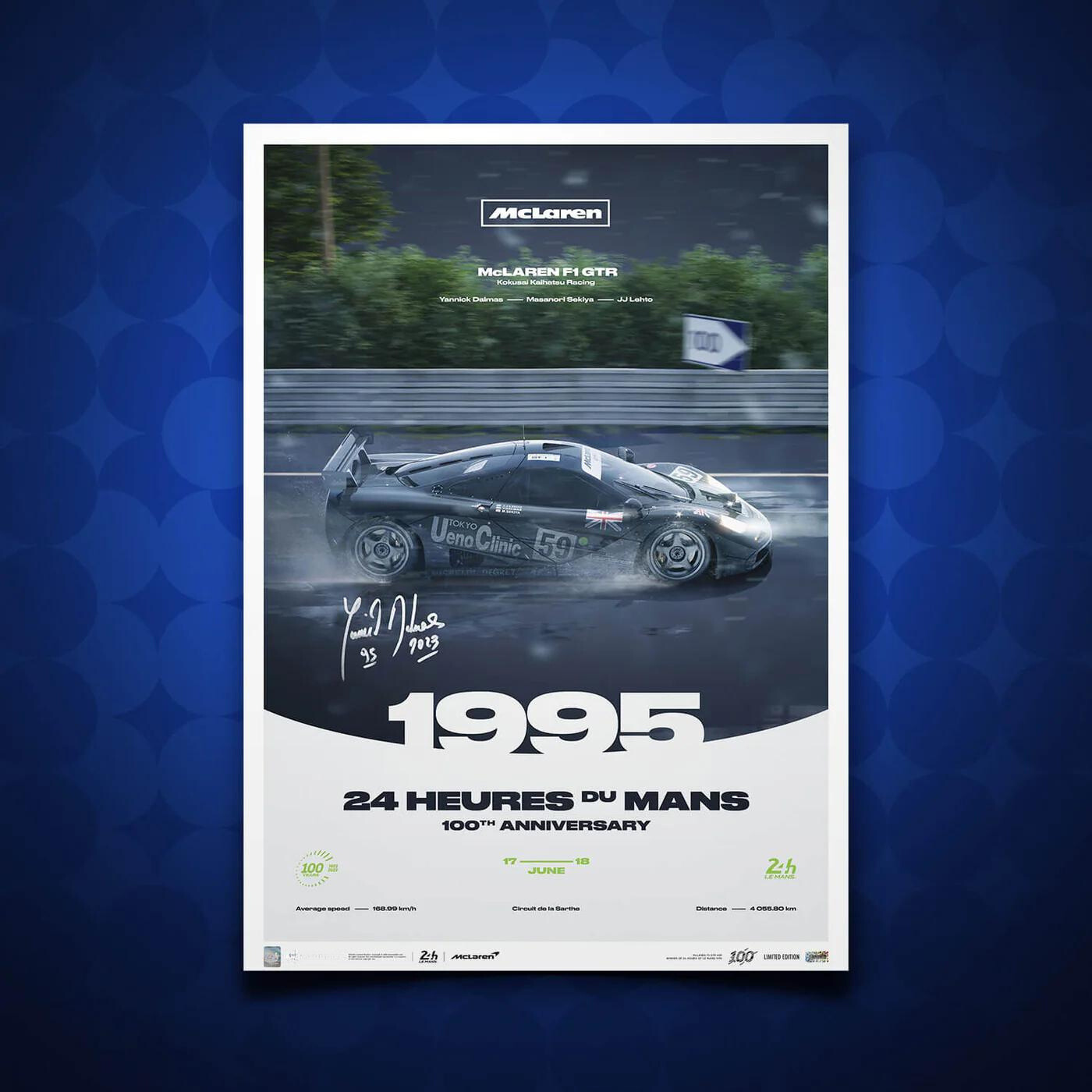 McLaren F1 GTR | 1995 100th Anniversary | 24h Le Mans Poster | Frame Included