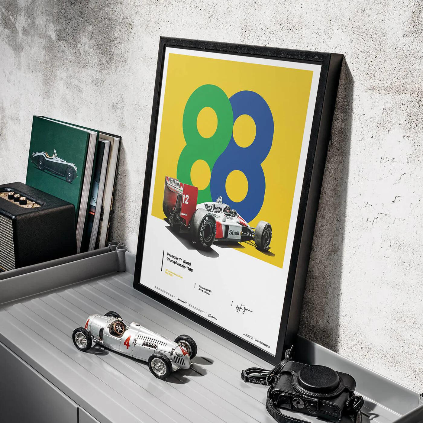 Ayrton Senna | 1988 35th Anniversary San Marino GP 88 | McLaren MP4/4 Poster | Frame Included