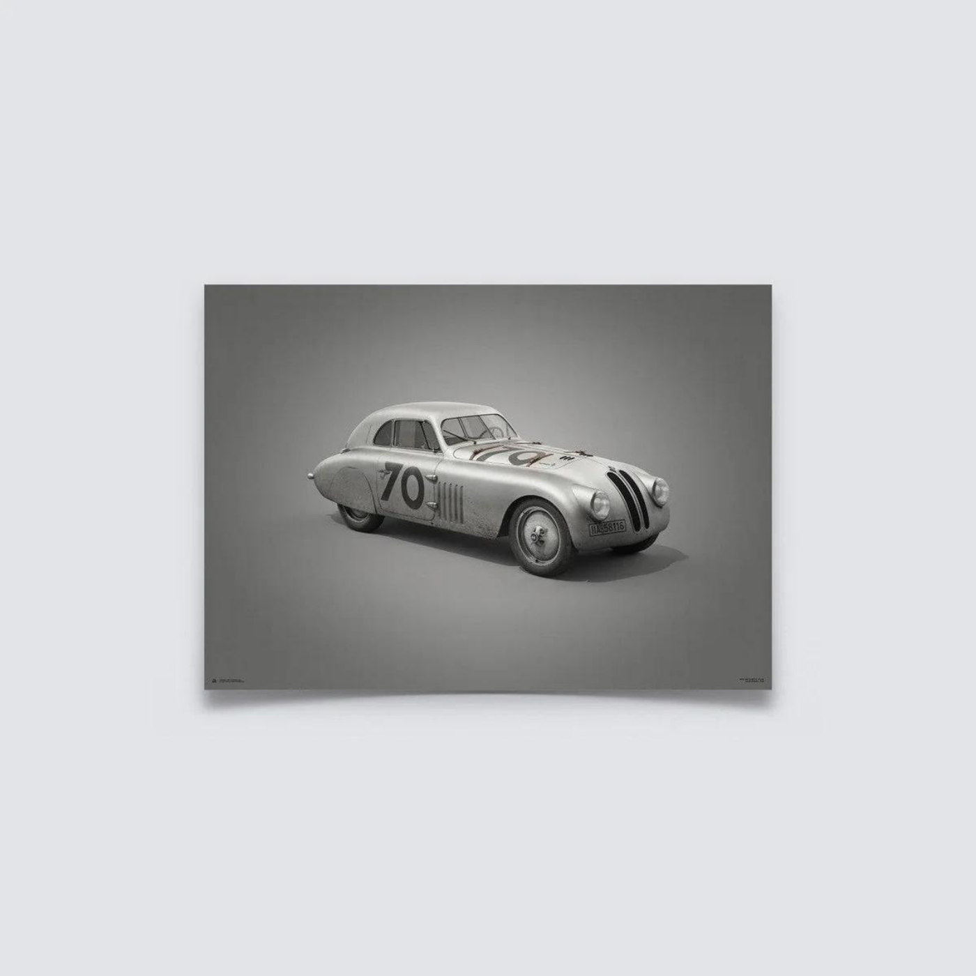 BMW 328 | 1940 Colours of Speed Mille Miglia Silver | BMW Fine Art Print | Frame Included