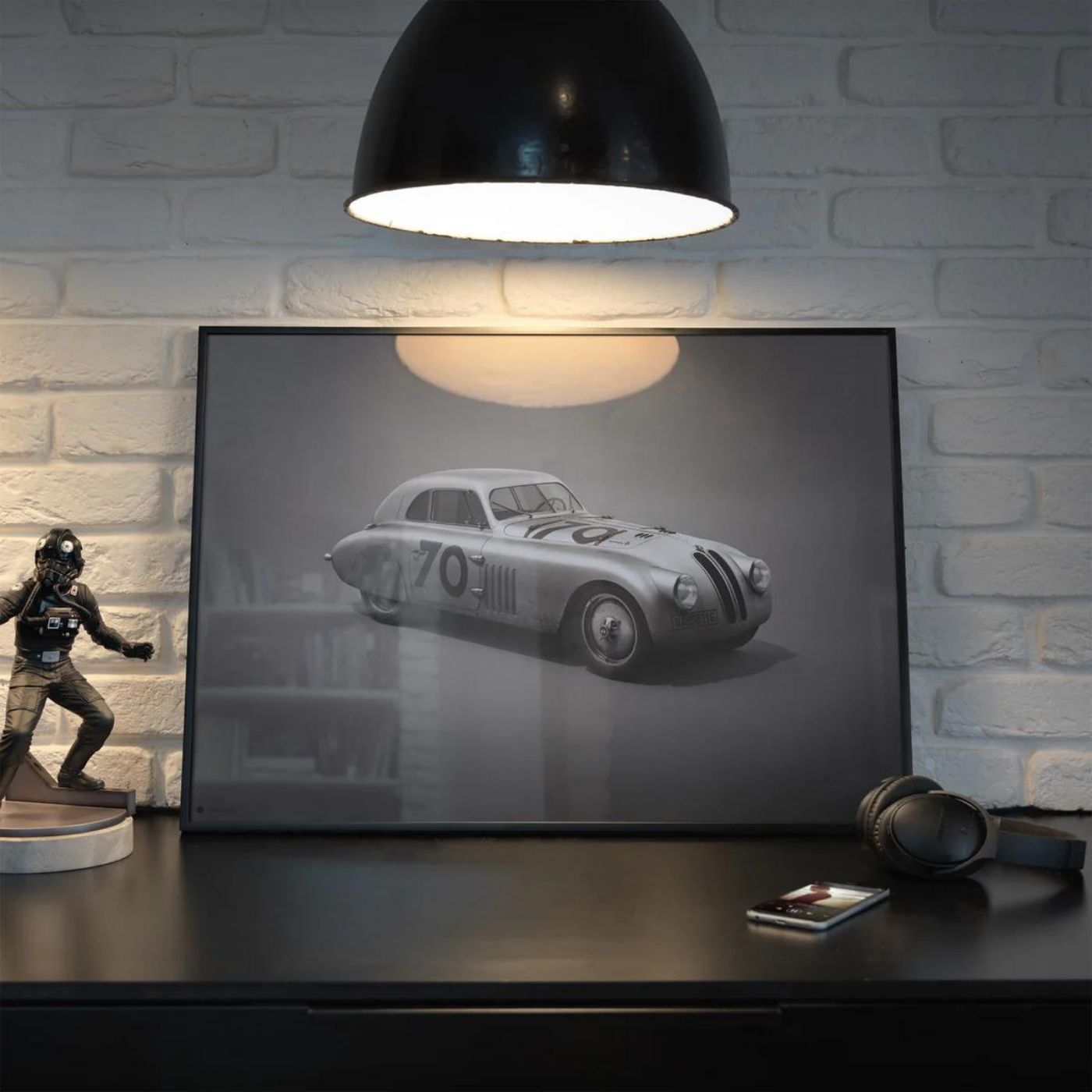 BMW 328 | 1940 Colours of Speed Mille Miglia Silver | BMW Fine Art Print | Frame Included