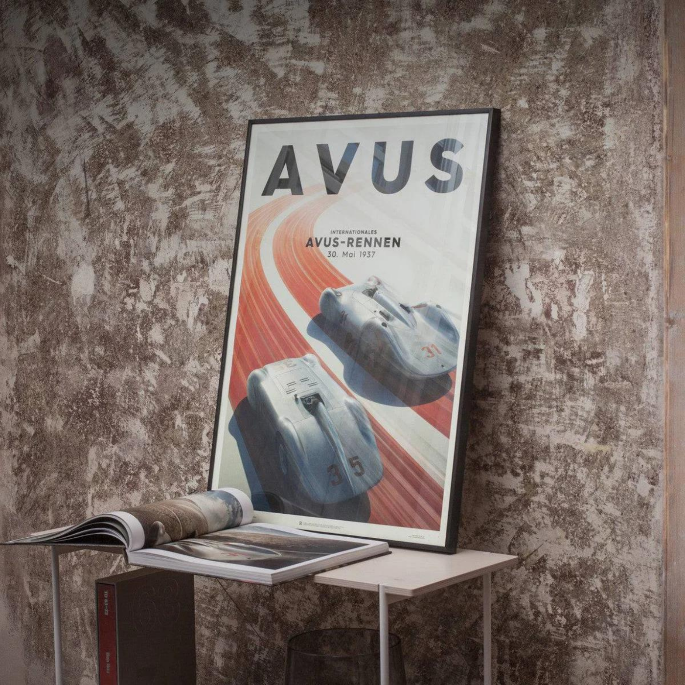 Mercedes-Benz & Auto Union | 1937 Avus Silver | Mercedes & Auto Union Poster | Frame Included