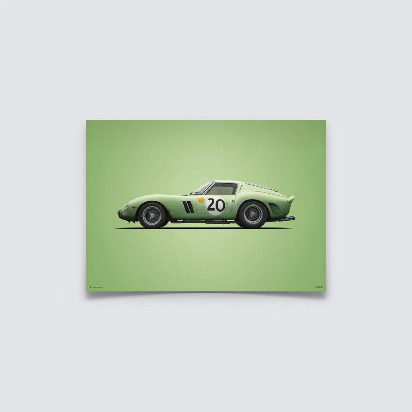 Ferrari 250 GTO | 1962 Colours of Speed Green | 24h Le Mans Poster | Frame Included