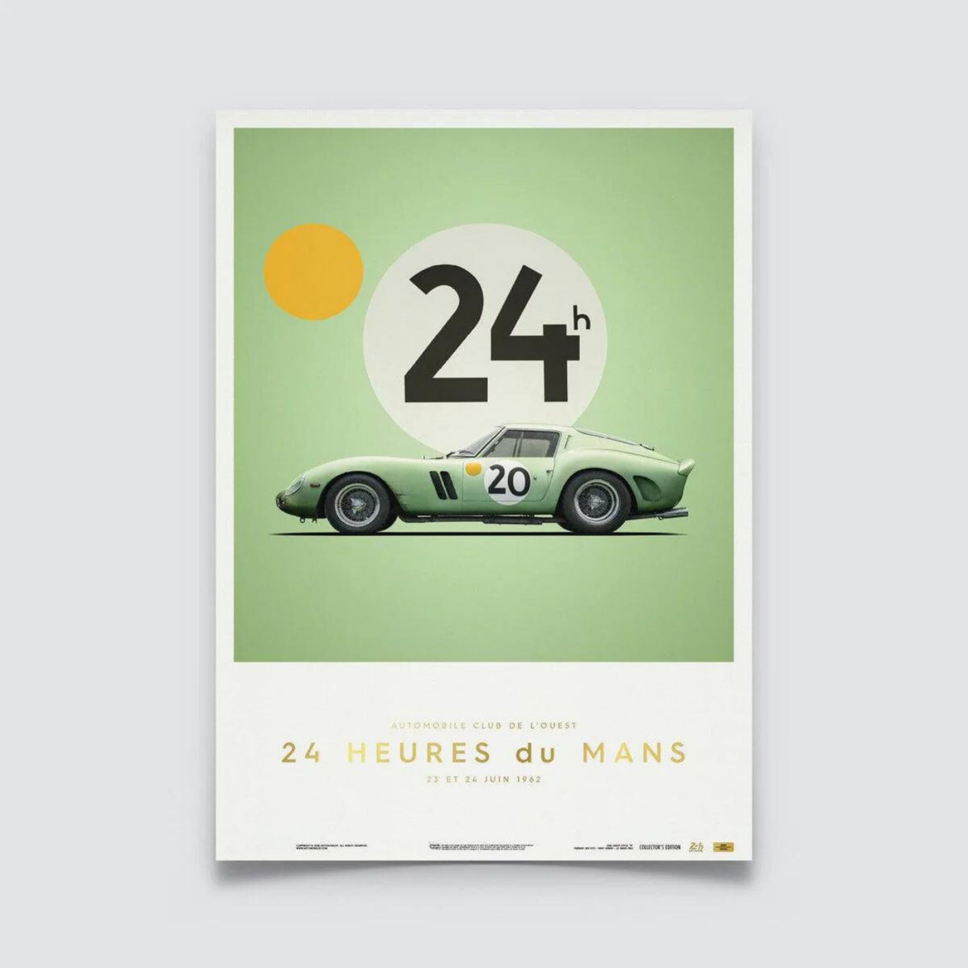 Ferrari 250 GTO | 1962 Green | Collector's Edition 24h Le Mans Poster | Frame Included