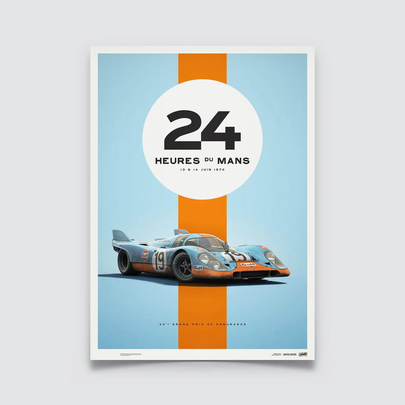 Porsche 917 | Gulf | 24h Heures du Mans Poster | Frame Included