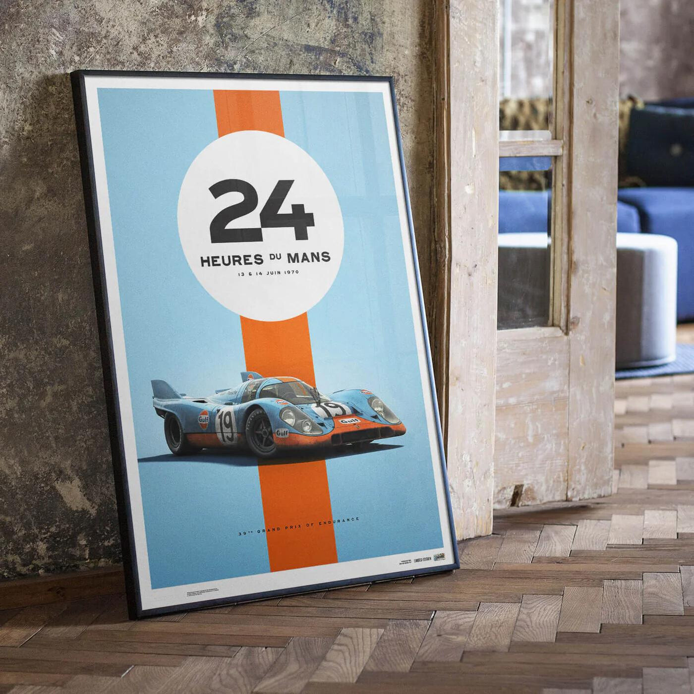 Porsche 917 | Gulf | 24h Heures du Mans Poster | Frame Included