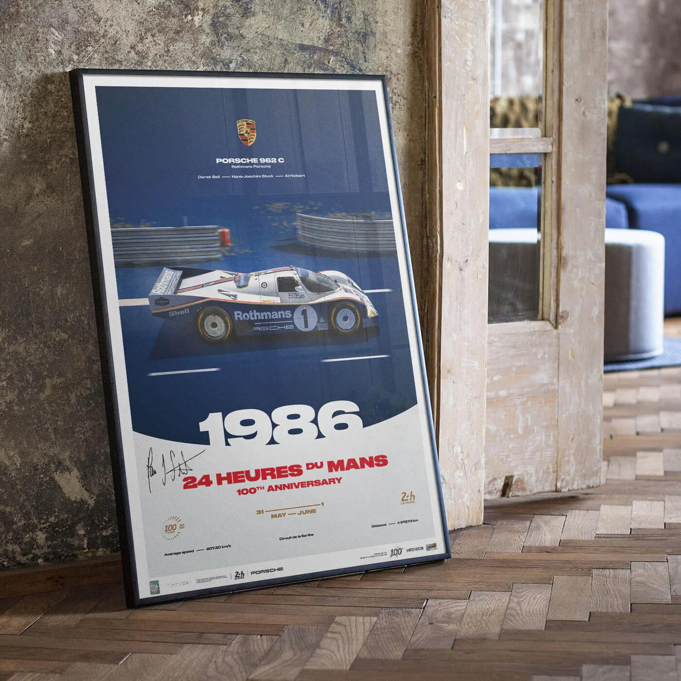 Porsche 962 C | 1986 100th Anniversary | 24h Le Mans Poster | Frame Included