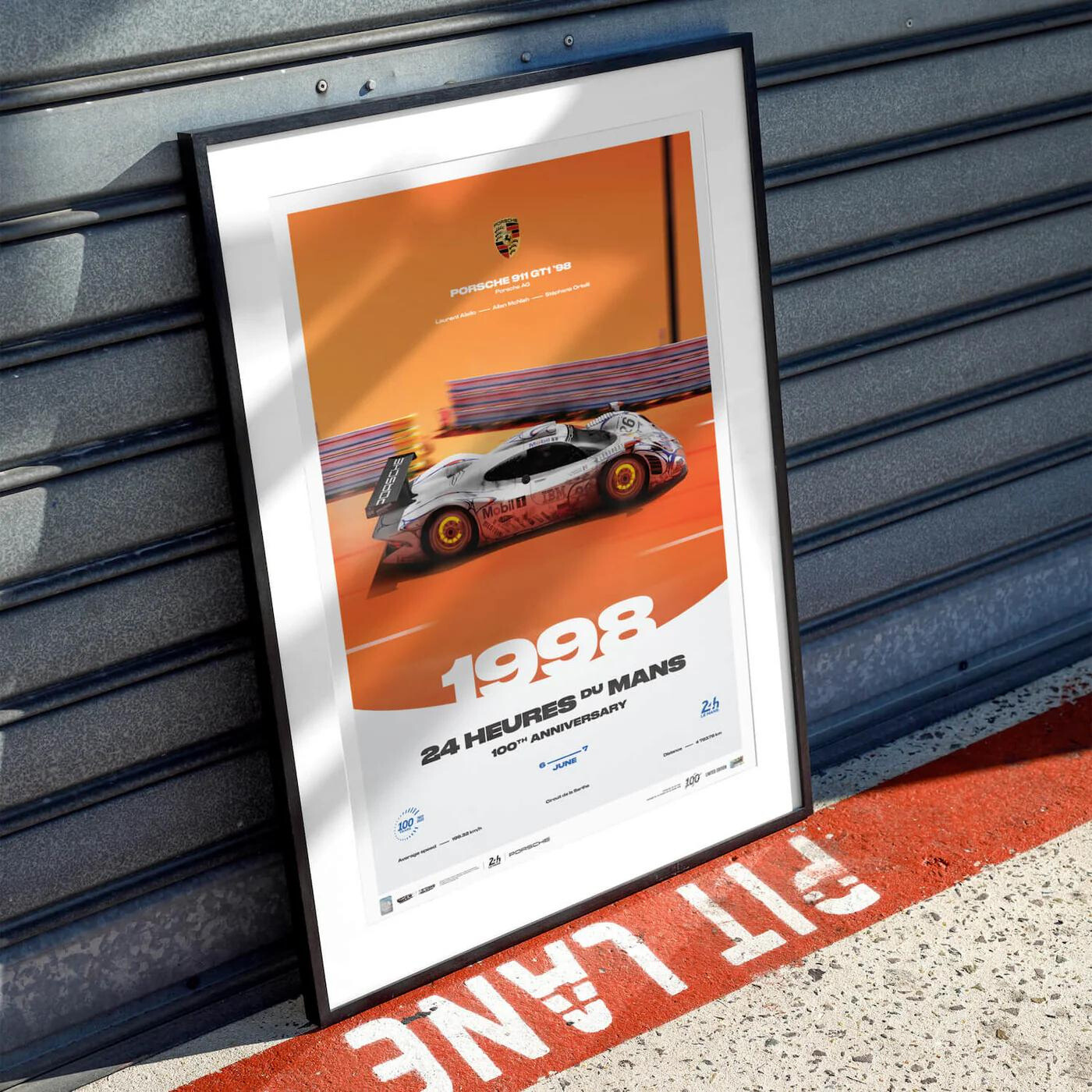 Porsche 911 GT1 | 1998 100th Anniversary | 24h Le Mans Poster | Frame Included