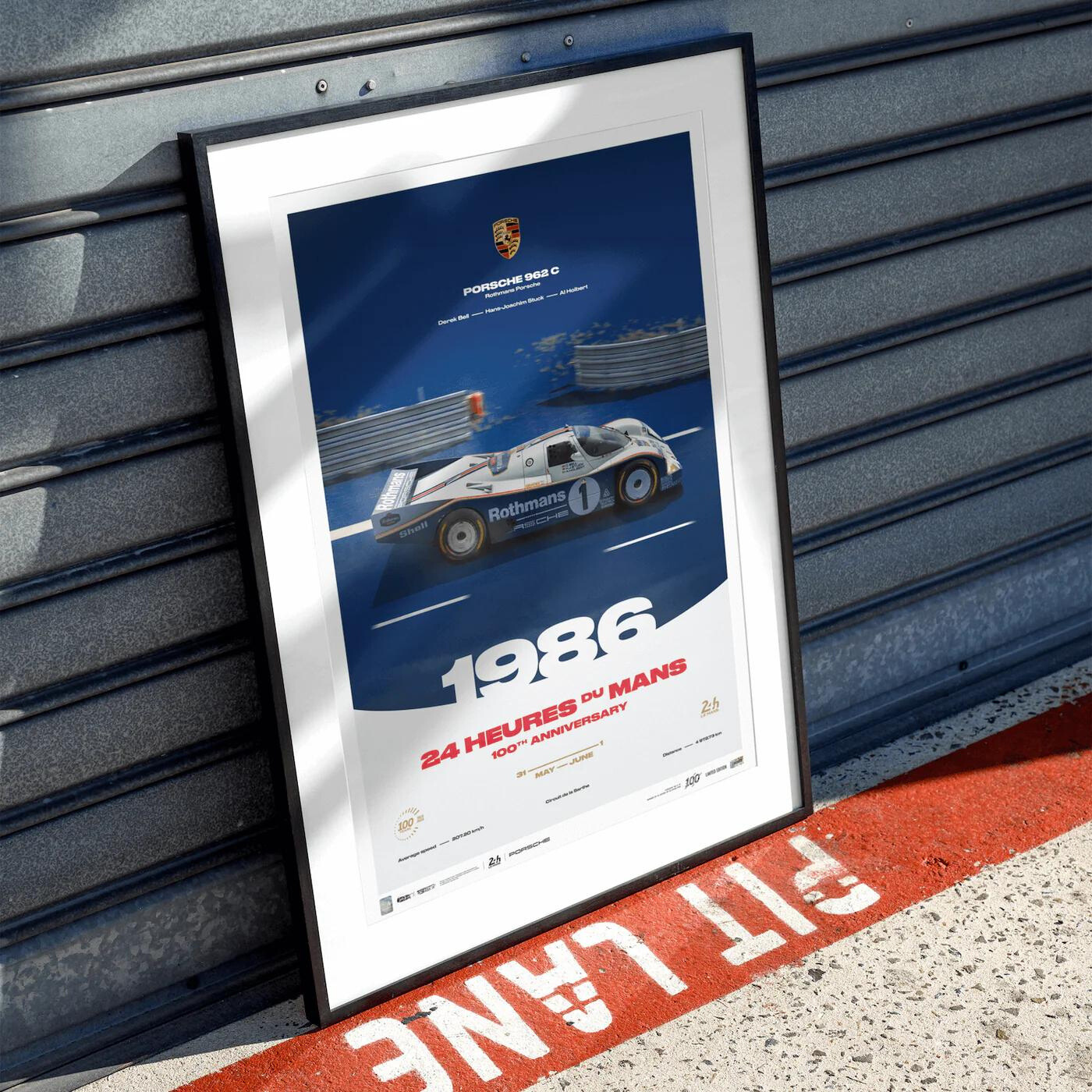 Porsche 962 C | 1986 100th Anniversary | 24h Le Mans Poster | Frame Included