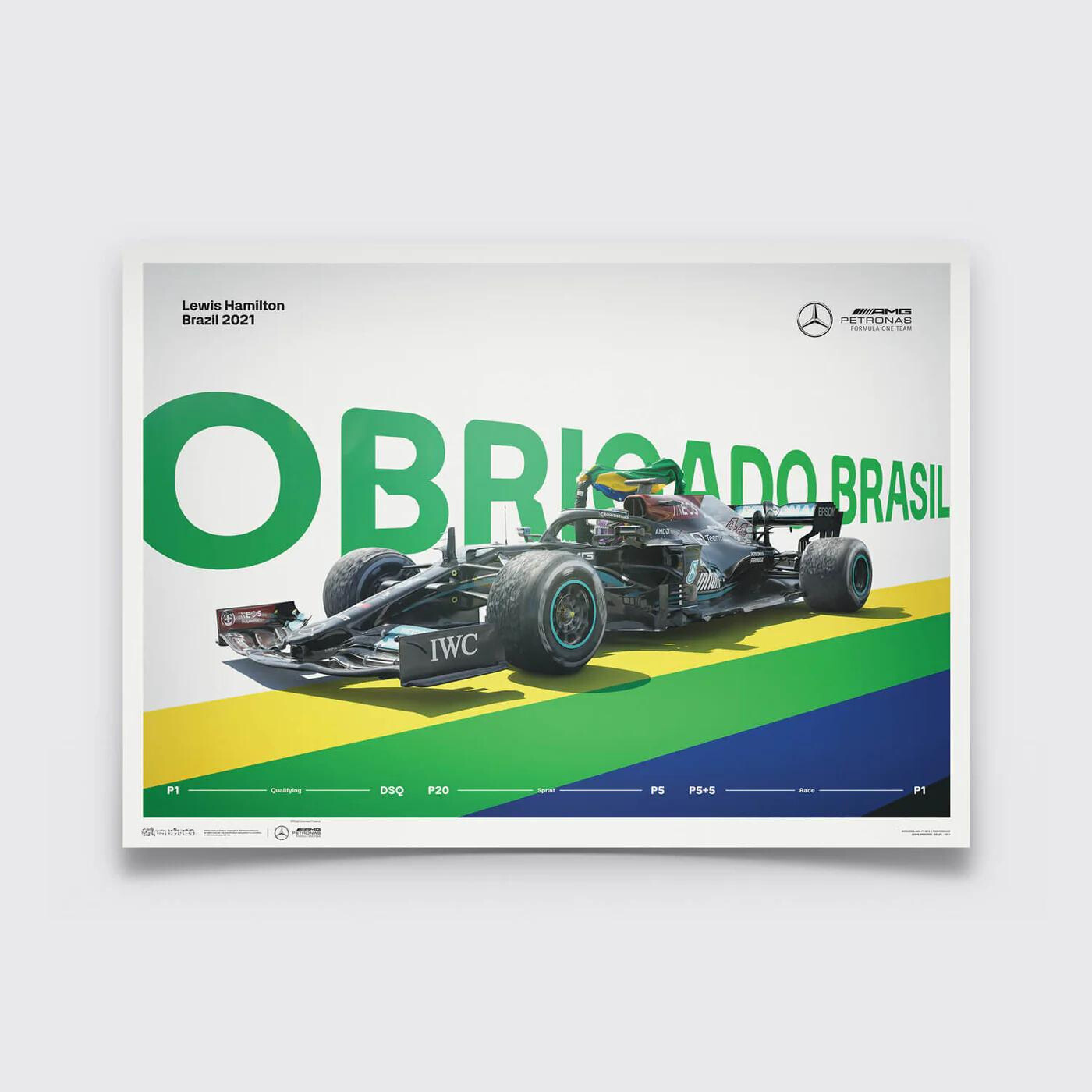 Lewis Hamilton | 2021 Obrigado Brasil | Mercedes-AMG Petronas F1 Team Poster | Frame Included