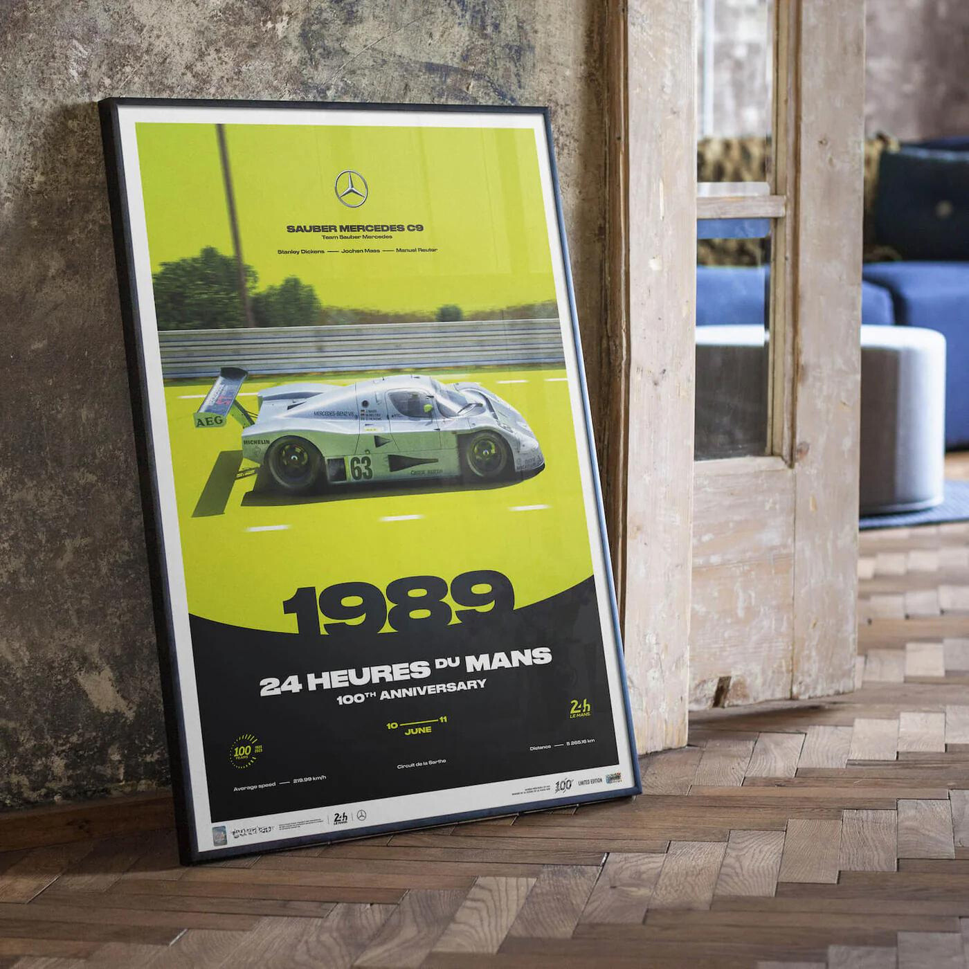 Sauber Mercedes C9 | 1989 100th Anniversary | 24h Le Mans Poster | Frame Included