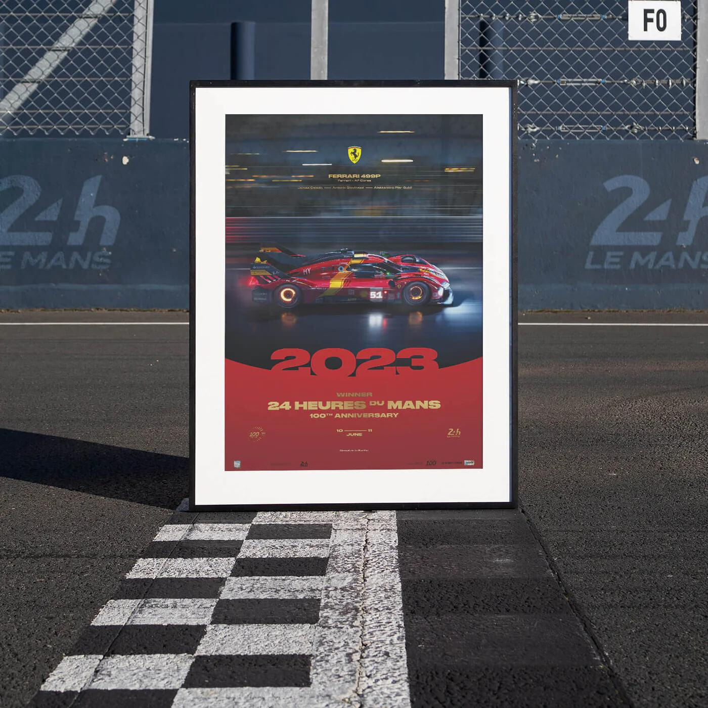 Ferrari 499P | 2023 100th Anniversary | 24h Le Mans Winners Poster | Frame Included