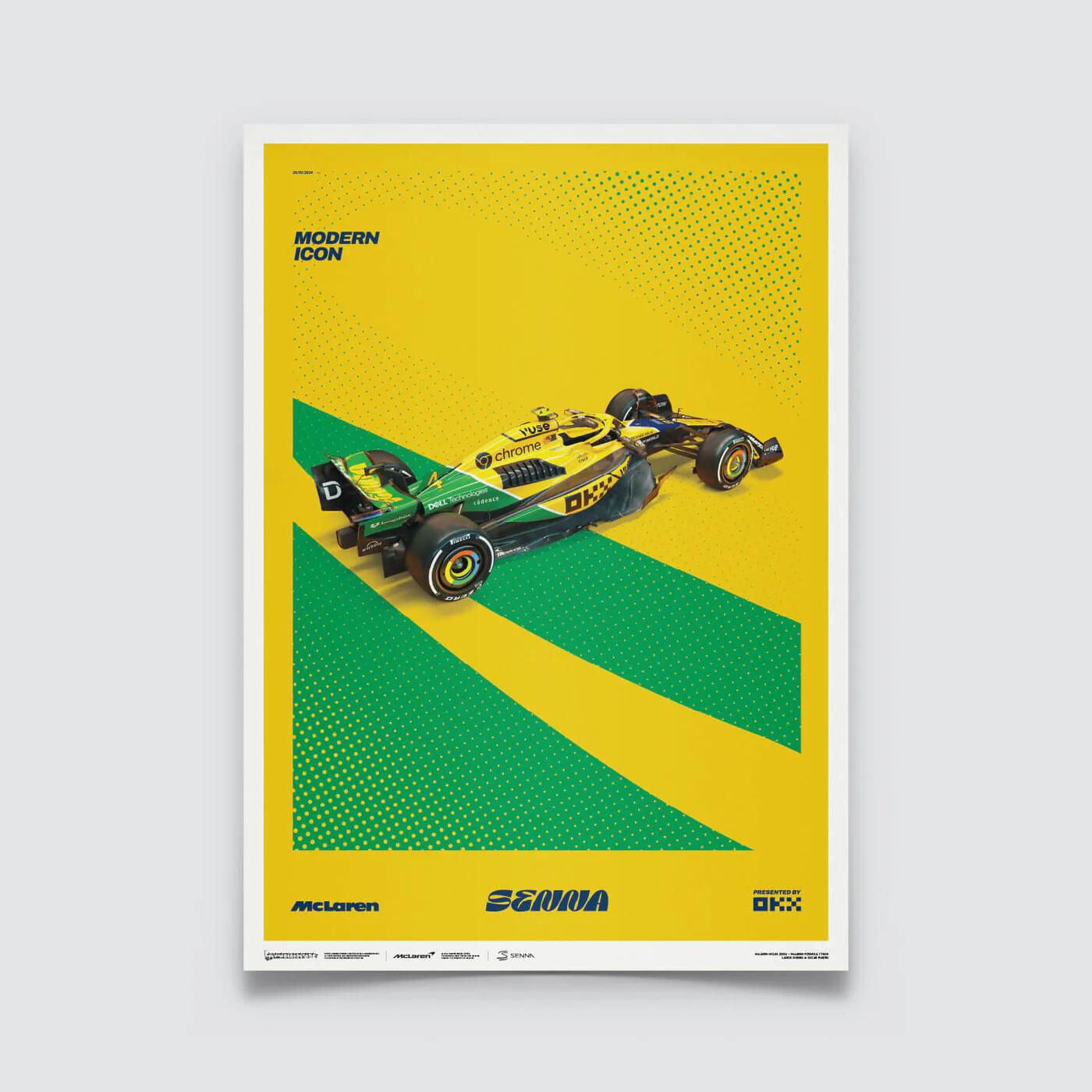 Ayrton Senna | 2024 Modern Icon Monaco Grand Prix | McLaren Formula 1 Team Poster | Frame Included