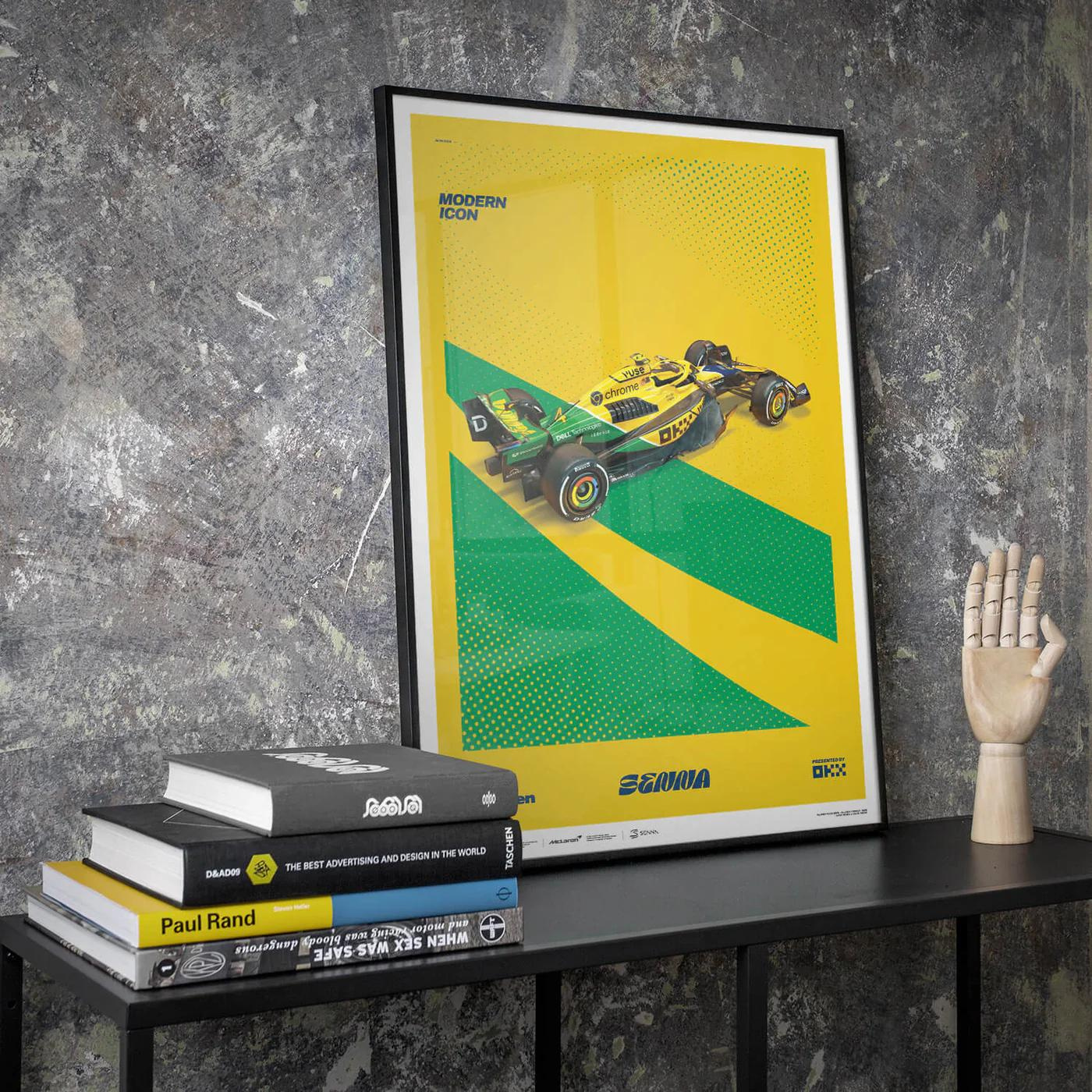 Ayrton Senna | 2024 Modern Icon Monaco Grand Prix | McLaren Formula 1 Team Poster | Frame Included