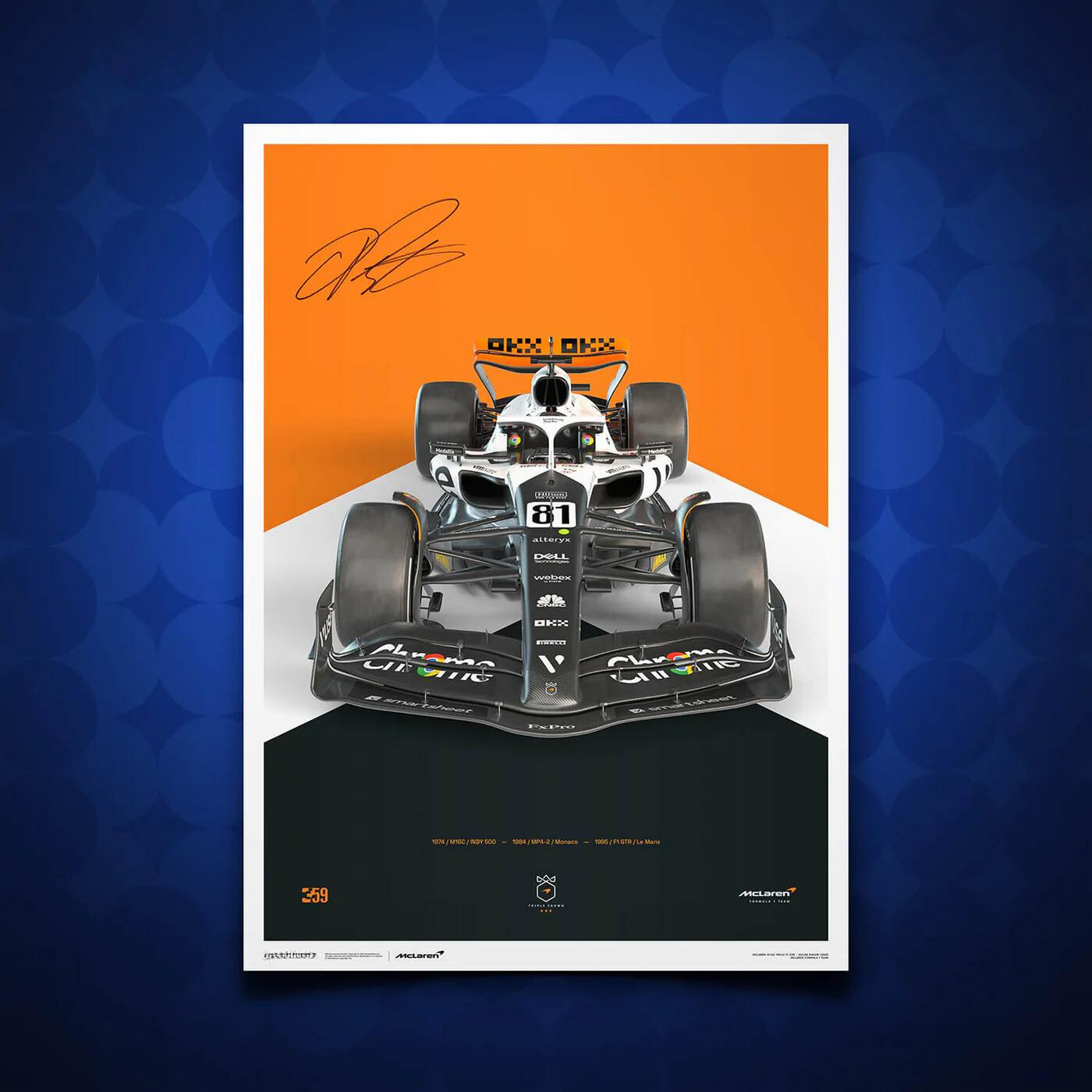 Oscar Piastri | 2023 The Triple Crown Livery 60th Anniversary | Signed McLaren Formula 1 Team Poster | Frame Included